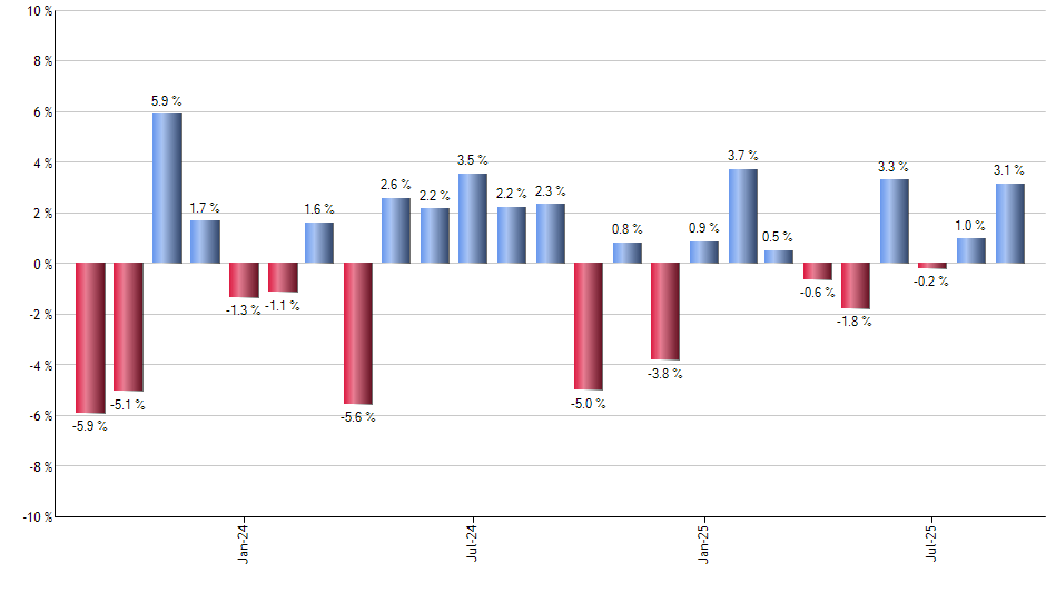 VIOG monthly returns chart