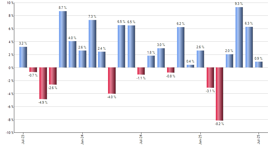 AVDV monthly returns chart