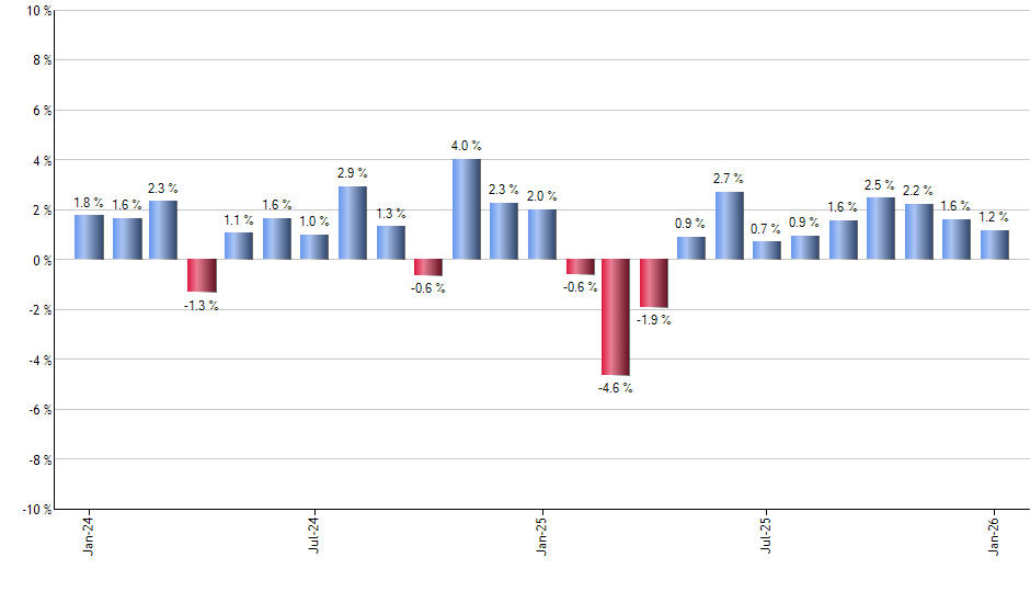 IGRO monthly returns chart
