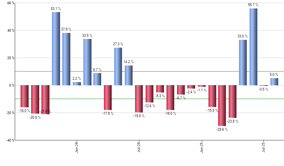 SCHG monthly returns chart