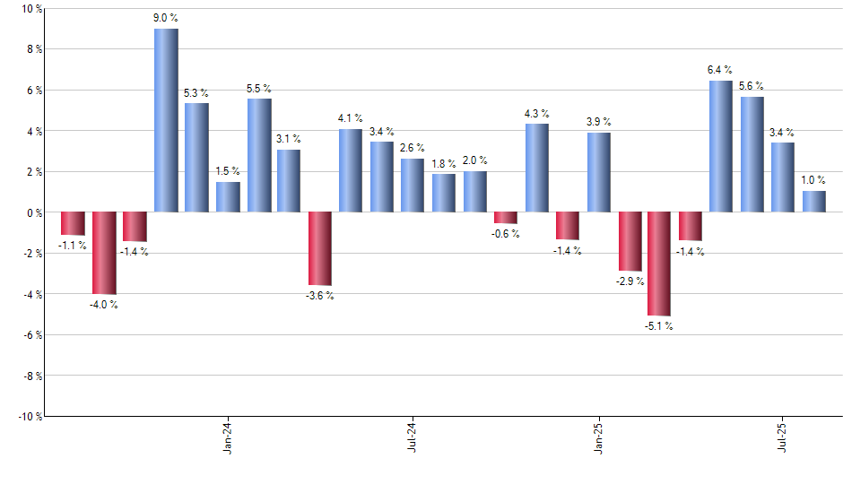 VIGI monthly returns chart