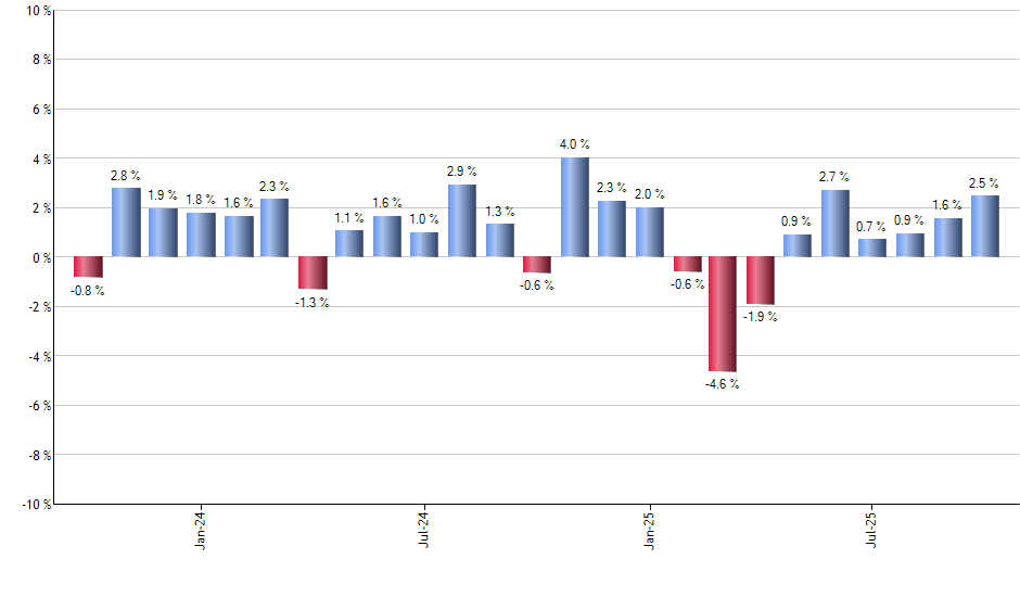 VIOO monthly returns chart