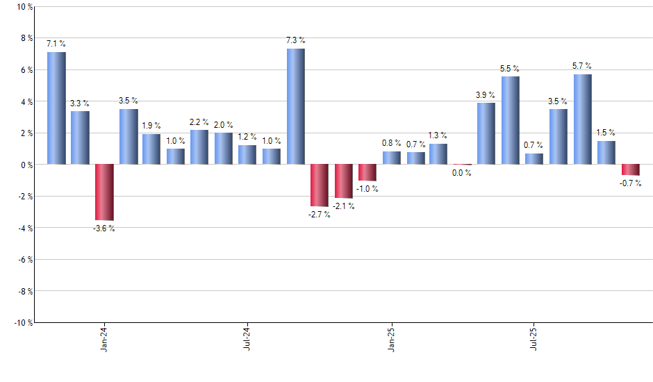 IVOG monthly returns chart
