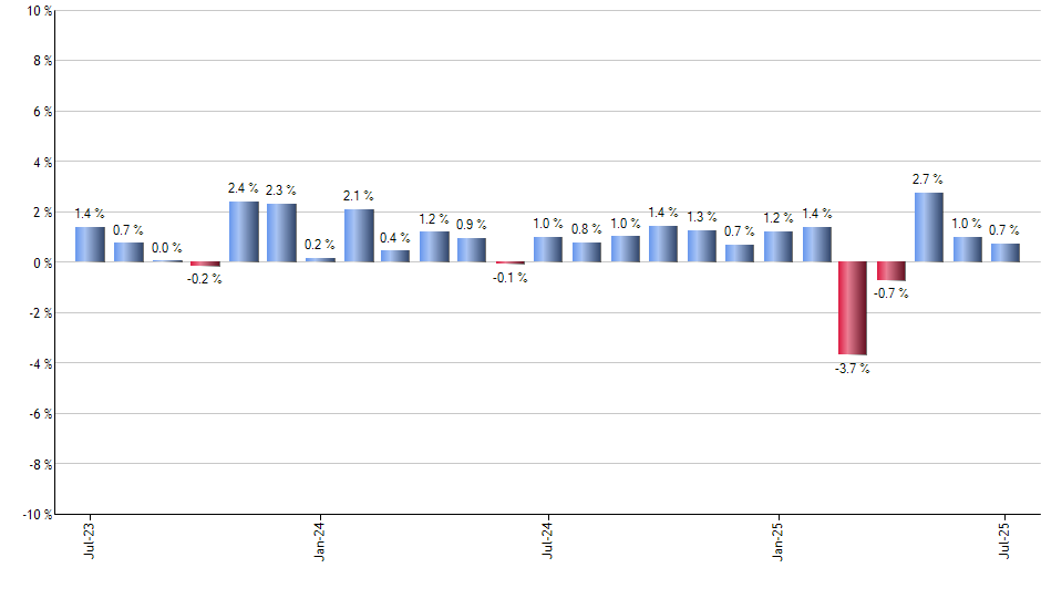 TDVI monthly returns chart